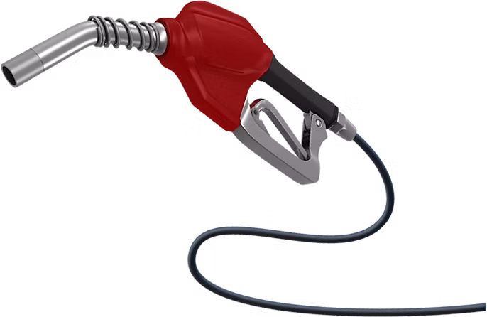 Fuel nozzle filling a car’s fuel tank