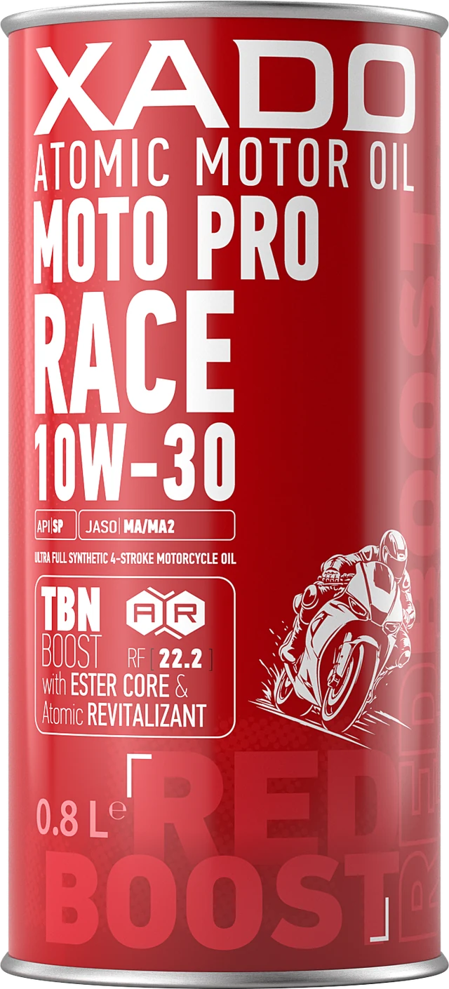 XADO Red Boost Moto Pro Race 10W30, 0.8-litre can
