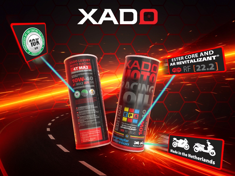 thay đổi thiết kế bao bì XADO RACING 10W40 PHIÊN BẢN NÂNG CẤP 2025