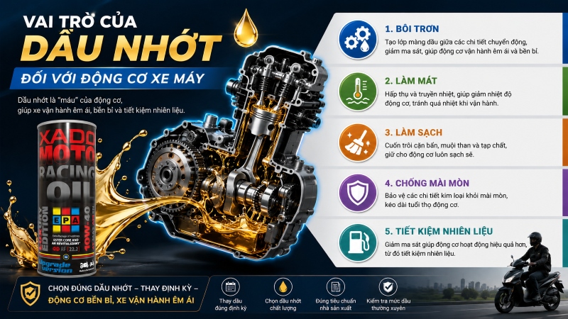 5 Dấu hiệu xe máy bị hao nhớt "ngầm" đang bào mòn động cơ của bạn 10 5 dau hieu xe may bi hao nhot 1