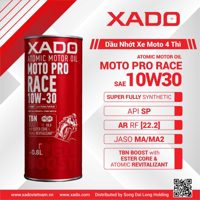 Motor oil XADO Atomic Oil 10W30 4T MA2 Moto Pro Race RED BOOST 0.8L 1 RedBoost Moto Pro Race 10W30