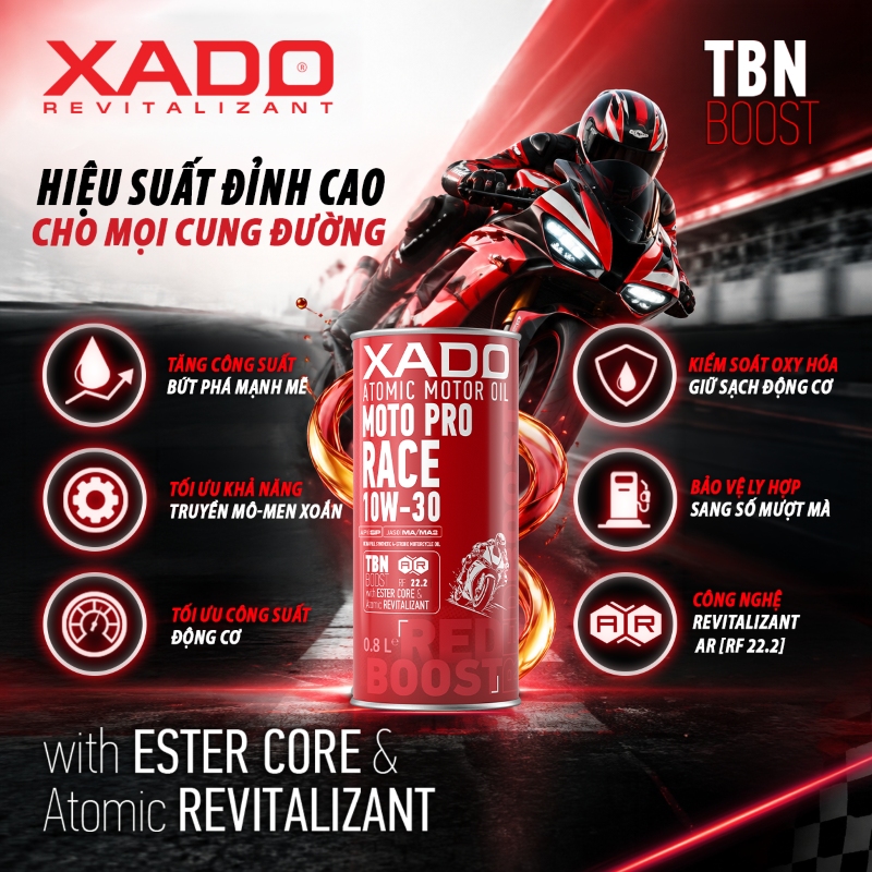 XADO RED BOOST Moto Pro Race 10W30 4T 0.8L 5 xado red boost moto pro race 10w30 4t 24 3